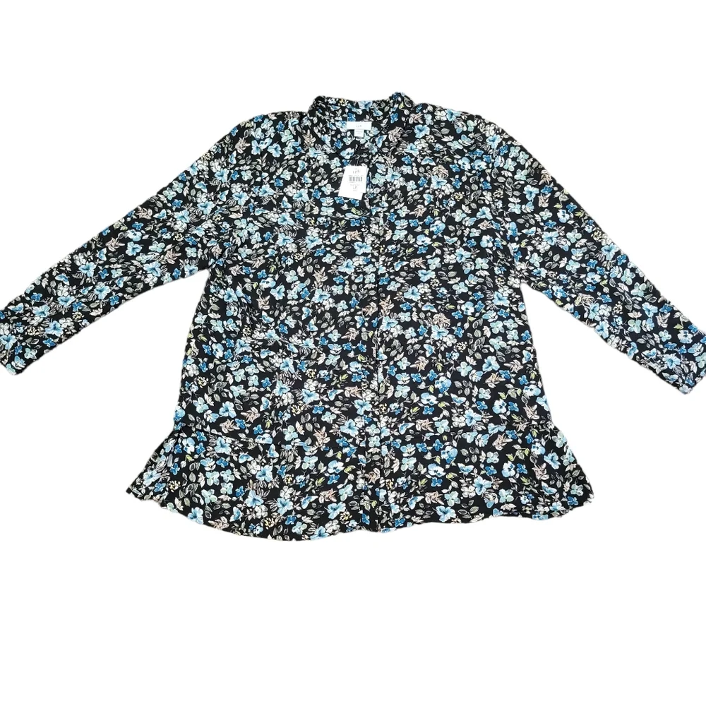 J Jill Floral Button Down Long Sleeve Top